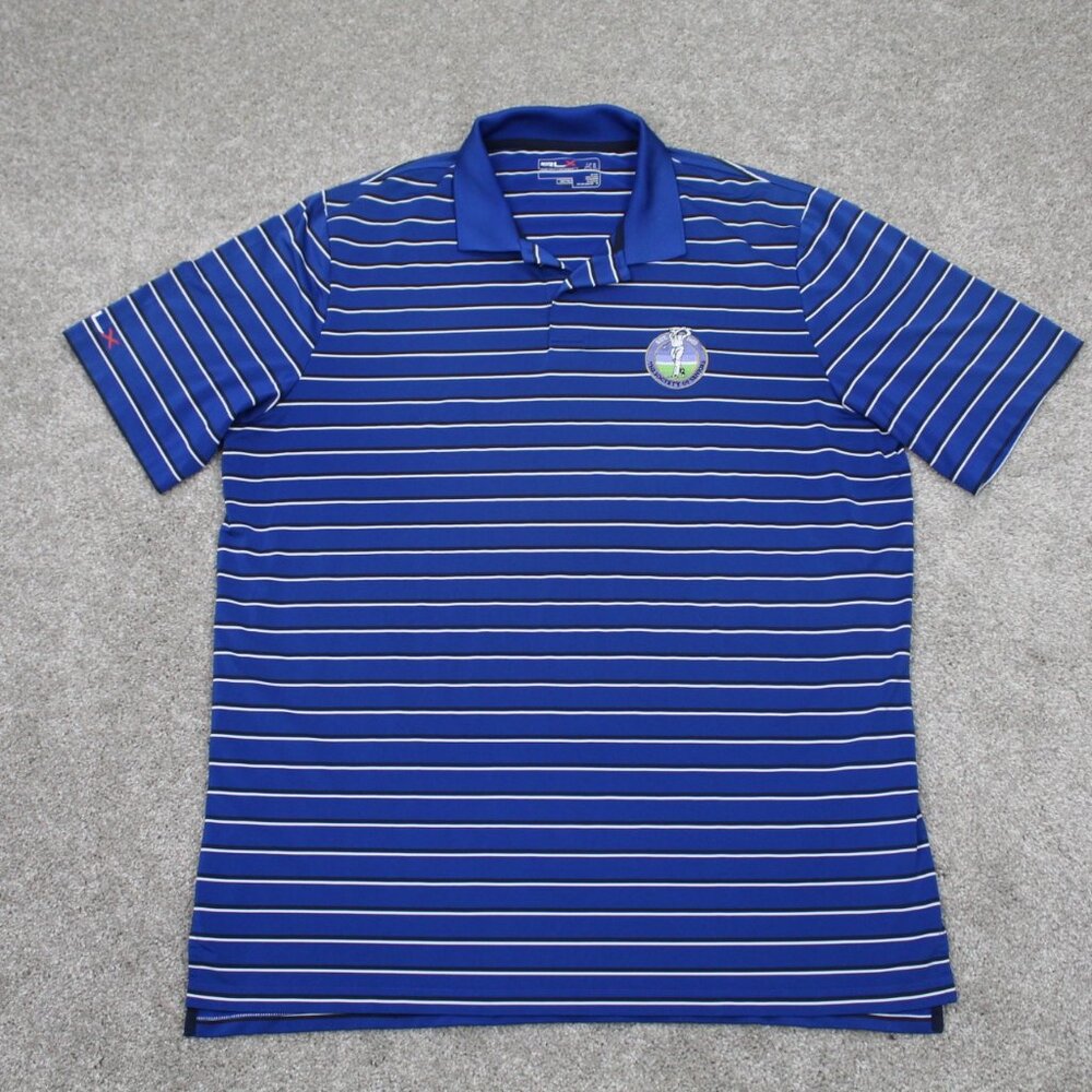 RLX Ralph Lauren Polo Shirt Mens XL Blue Polyester Stretch Short Sleeve Pullover